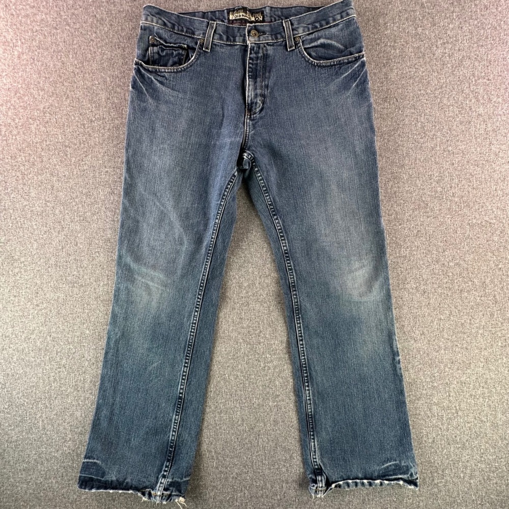 Old Navy Jeans Mens 34x32 Boot-Cut Blue 574141 Whiskered Distressed